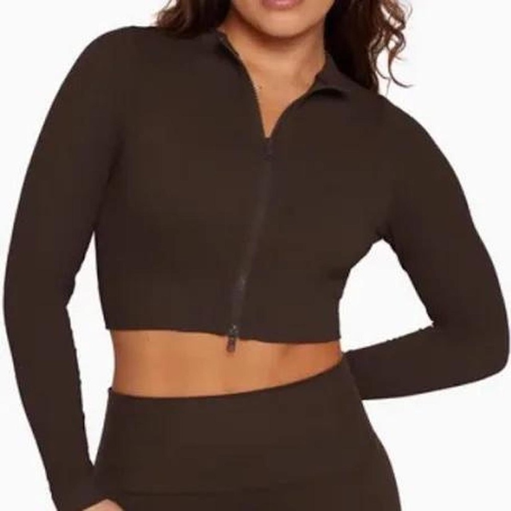 SET Active cropped ribbed zip up - image 1